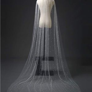 Pearl Beaded Cathedral Style Wedding Veil